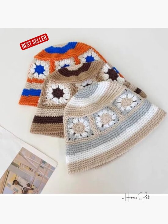 Crochet Bucket Hat Handmade Knit Fisherman Cap Travel Hats for Women main image 4